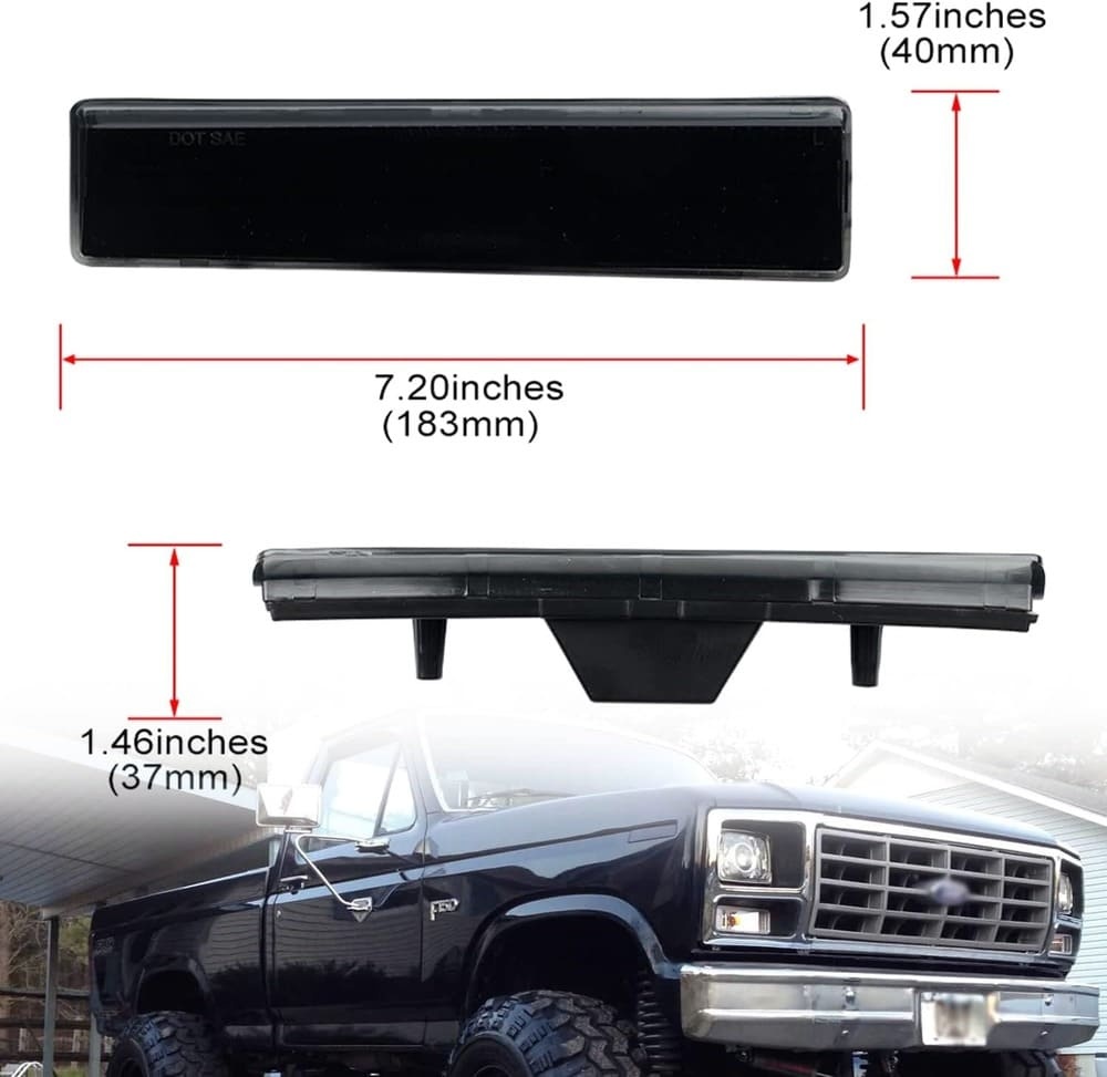 Led Side Marker Lights Replacement for 1980-1986 Ford Bronco F150 F250 F350 Amber Led Front Fender Side Marker Turn Signal Lights Kit Smoke Lens