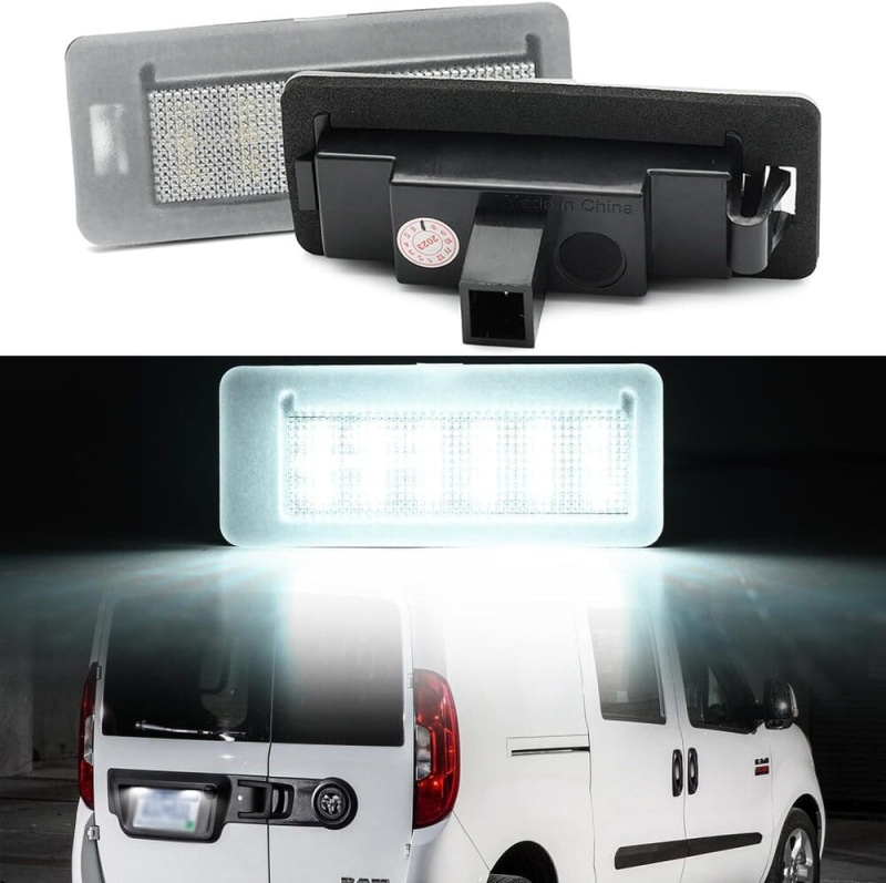 LED License Plate Lights Replacement for 2015-2022 Ram Promaster City OEM Led Number Lamps Assembly 6000K 18-SMD Led Xenon White Rear Tag Light Kit Canbus Error Free