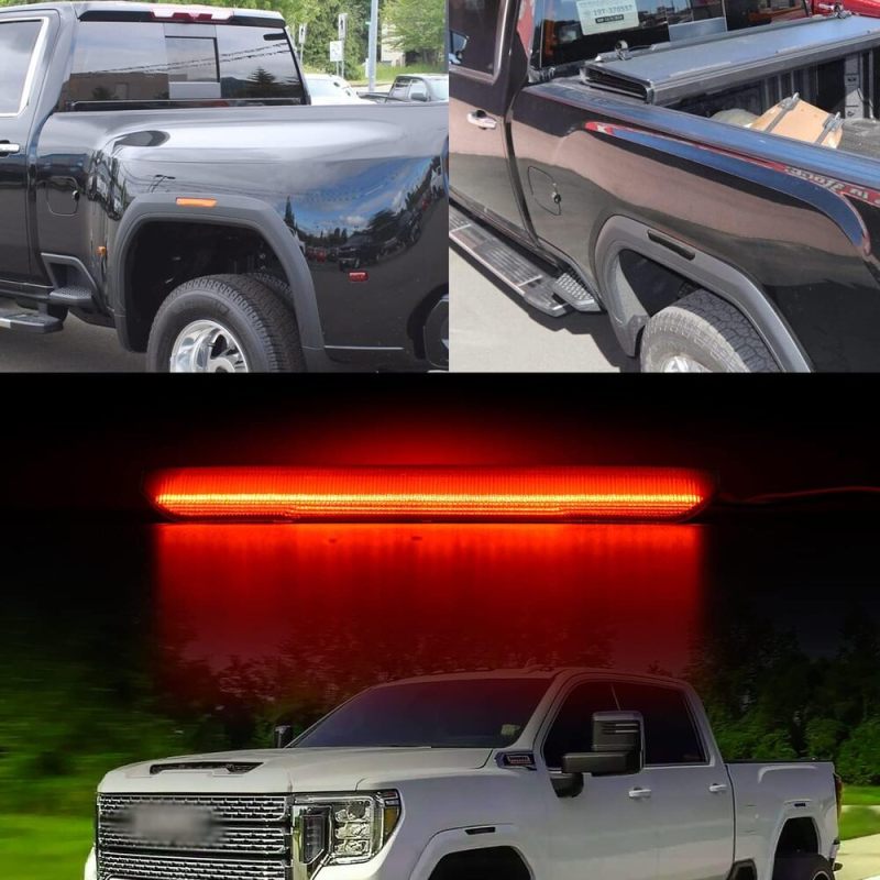 Led Side Marker Lights Replacement for 2020 2021 2022 GMC Sierra 2500HD 3500HD Pickup Amber Front Rear Red Side Markers Left Right Fender Sidemarker Lamps Kit Euro Smoked Lens