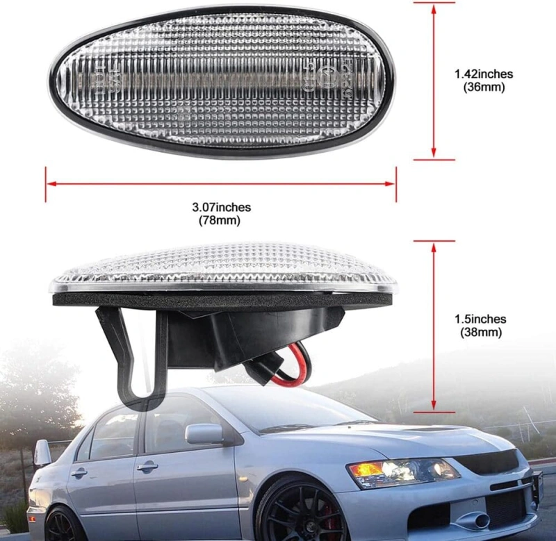 Sequential Amber LED Side Marker Lights for 1998-2006 Mitsubishi Lancer EVO Evolution 5 6 7 8 9 Front Fender Turn Signal Indicator Blinker Lamps JDM Style OEM Replacement (Smoked Lens)