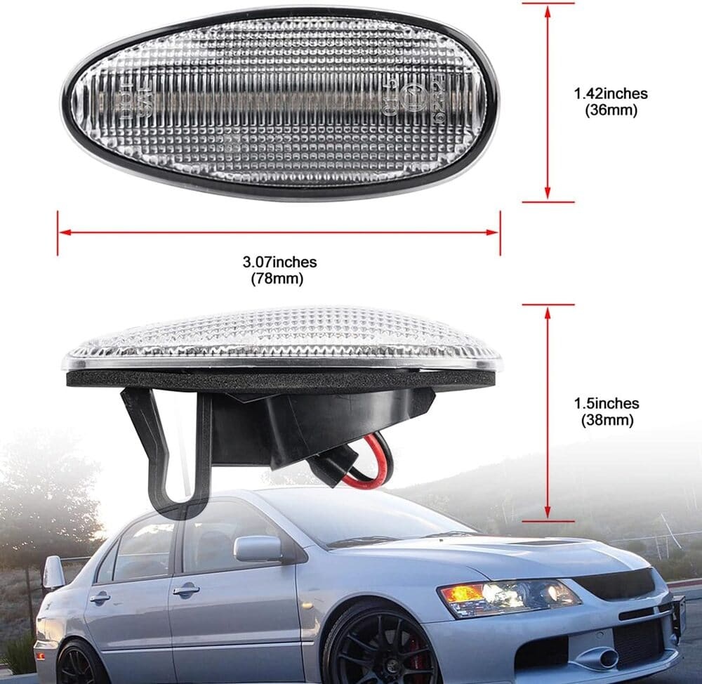 Sequential Amber LED Side Marker Lights for 1998-2006 Mitsubishi Lancer EVO Evolution 5 6 7 8 9 Front Fender Turn Signal Indicator Blinker Lamps JDM Style OEM Replacement (Smoked Lens)