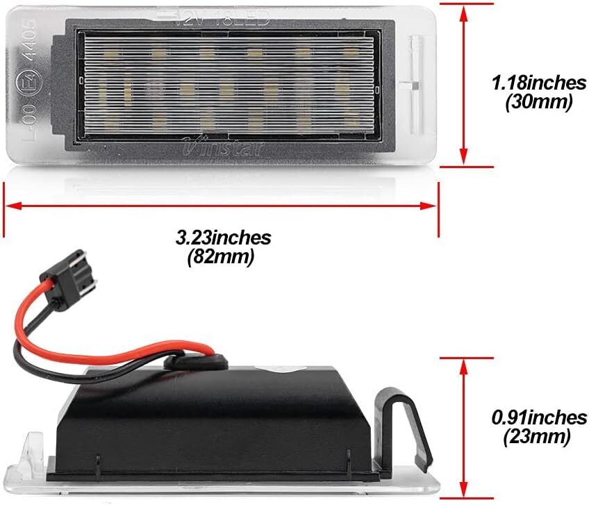 LED License Plate Light Assembly for 2014-2019 Chevy Corvette C7 Impala SS Traverse, 2011-2019 Cadillac CTS XTS SRX, OEM Replacement 6000K Xenon White