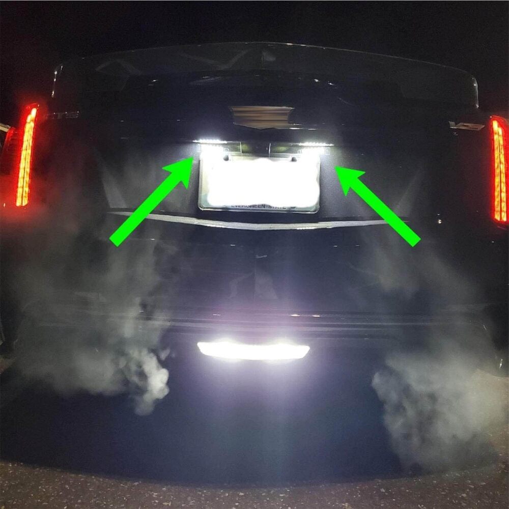 LED License Plate Light Assembly for 2014-2019 Chevy Corvette C7 Impala SS Traverse, 2011-2019 Cadillac CTS XTS SRX, OEM Replacement 6000K Xenon White