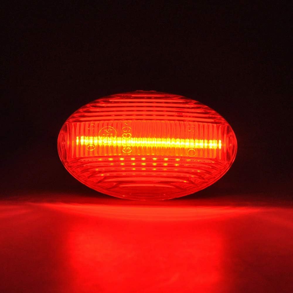 Wheel Fender Side Marker Lights for 1999-2010 Ford F350 F450 Double Wheel Amber Red Trunk Bed Fender Markers 48 SMD Smoked Lens Replace OEM Sidemarker Lamps