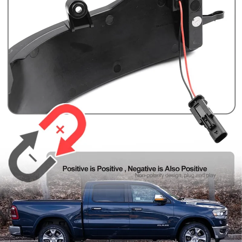 Sequential LED Side Mirror Marker Lights Compatible w/ 2019-2022 Dodge RAM 1500 Pickup Towing Mirror Turn Signal Indicator Lamp Assembly Smoked Lens