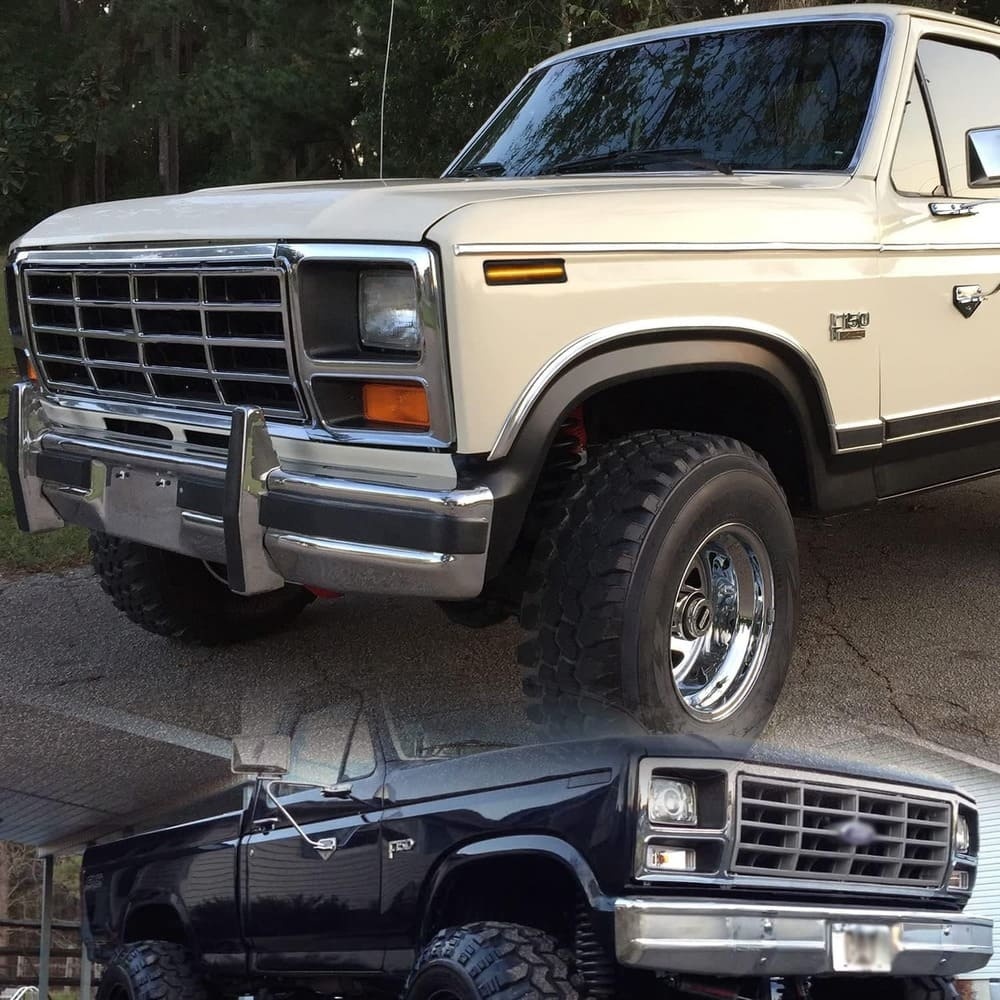 Led Side Marker Lights Replacement for 1980-1986 Ford Bronco F150 F250 F350 Amber Led Front Fender Side Marker Turn Signal Lights Kit Smoke Lens