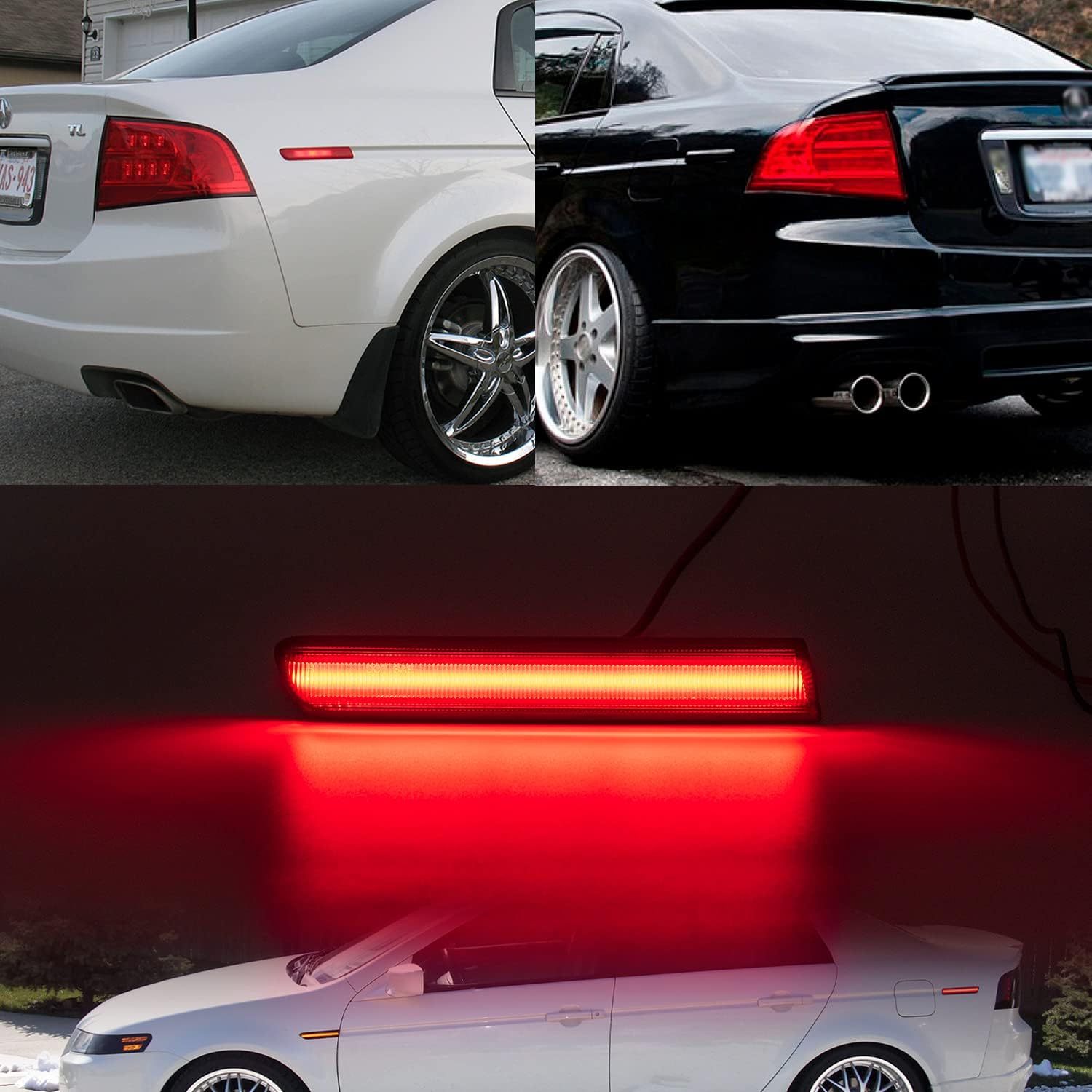 Led Side Marker Lights Replacement for 2004-2008 Acura TL Amber Front & Rear Red Side Repeater Lamp for Driver Passenger Sides Euro Smoked