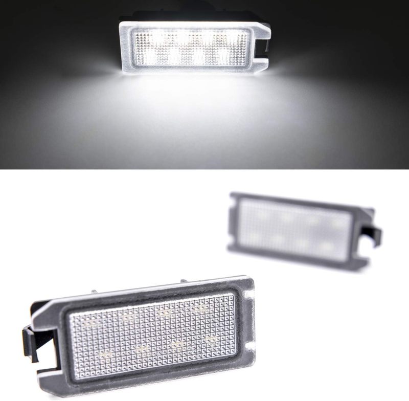LED License Plate Light Assembly for Fiat 500 2013-2019, OEM Replacement 6000K Xenon White 8-SMD Error Free Led Tag Lights