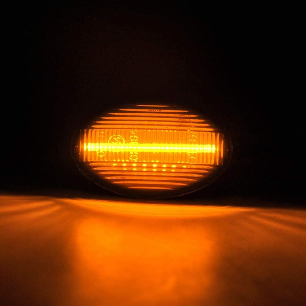 Wheel Fender Side Marker Lights for 1999-2010 Ford F350 F450 Double Wheel Amber Red Trunk Bed Fender Markers 48 SMD Smoked Lens Replace OEM Sidemarker Lamps