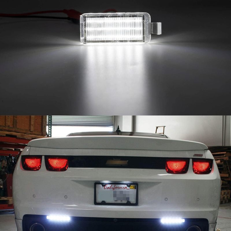 LED License Plate Lights Compatible w/2010-2013 Chevy Camaro Coupe Convertible, OEM Led Number Lamps Replacement Canbus Error Free 6000K
