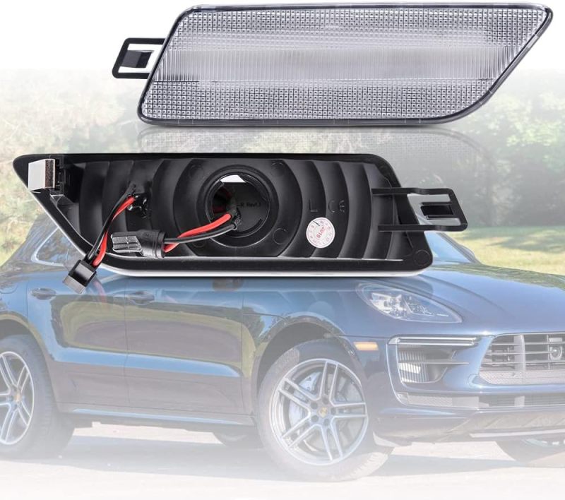 Led Side Marker Lights for 2014-2020 Porsche Macan Smoked Lens Amber LED Front Bumper Side Marker Assembly