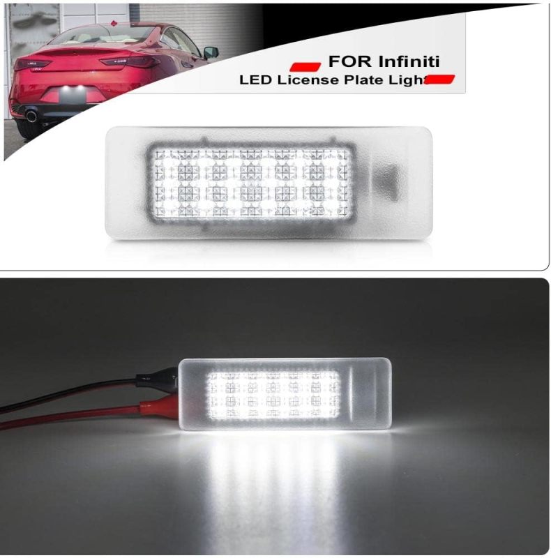 NSLUMO Q60 Q50 LED License Plate Light Bulbs OEM Replacement Number Plate Bulb for Infiniti Q50 Q60 QX30 QX50 Xenon White 18SMD Car Led Tail Tag Lamp Assembly