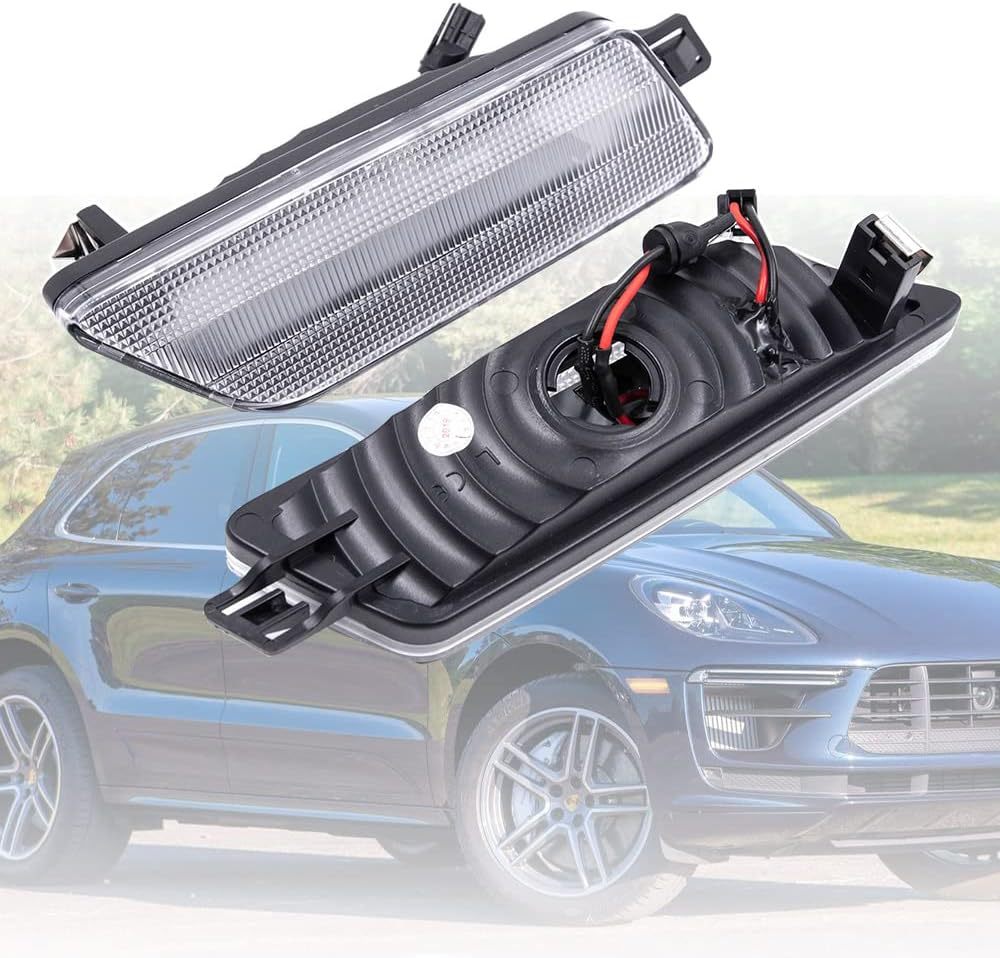 Led Side Marker Lights for 2014-2020 Porsche Macan Smoked Lens Amber LED Front Bumper Side Marker Assembly