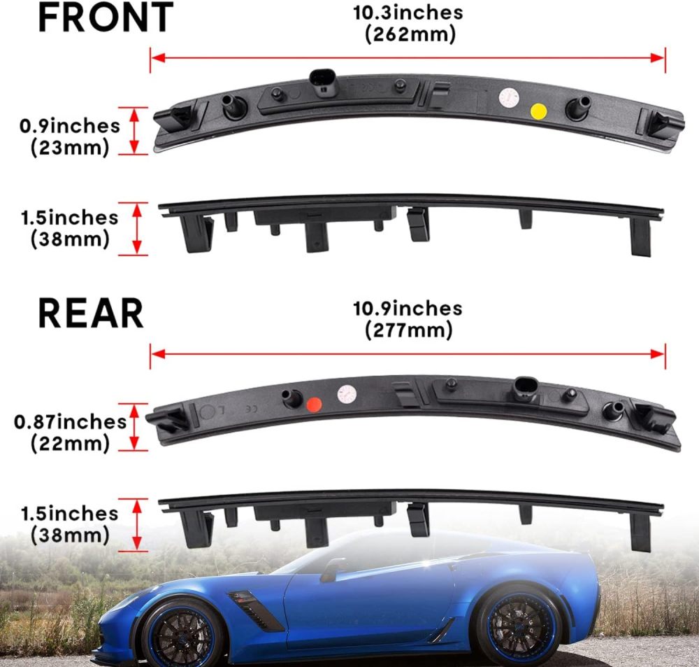 LED Side Marker Lights for Chevy Corvette C7 2014 2015 2016 2017 2018 2019 Smoked Lens 192-SMD Amber Front Red Rear C7 Side Signal Marker Lights Replace OEM Sidemarker Lamps