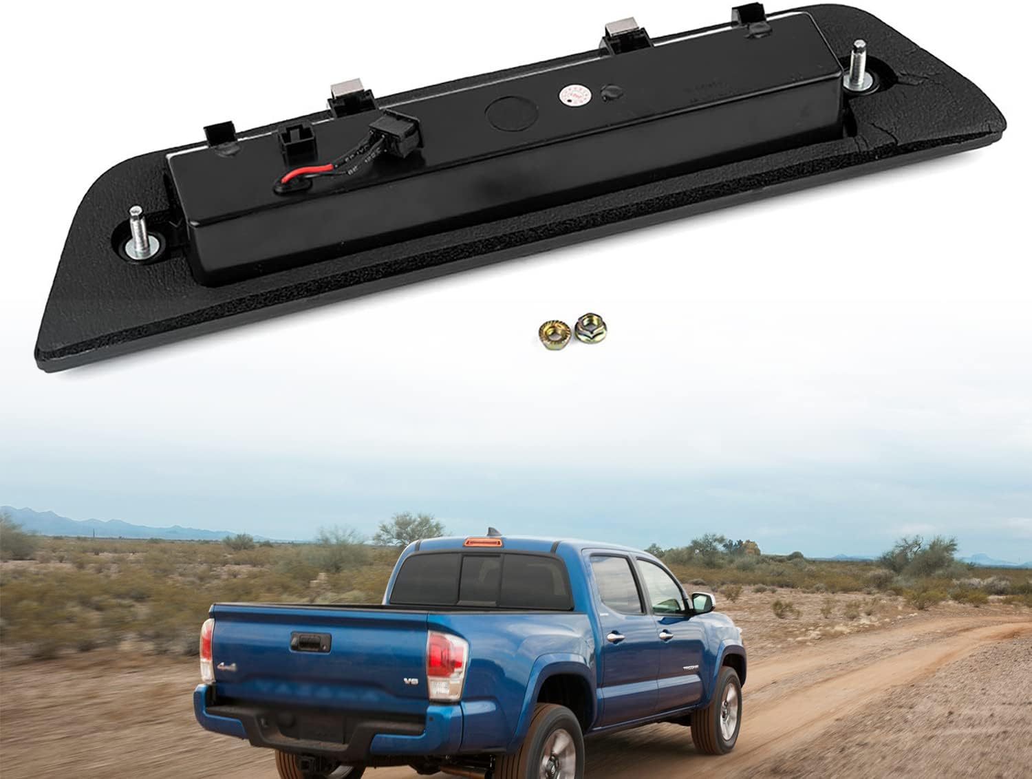 Led Third Brake Light Replacement for 2016 2017 2018 2019 2020 2021 2022 To-yota Tacoma SR SR5 TRD Pickup Trucks Strobe Led 3rd Brake Center High Mount Stop Lamp White Cargo Light Kit Smoked Lens
