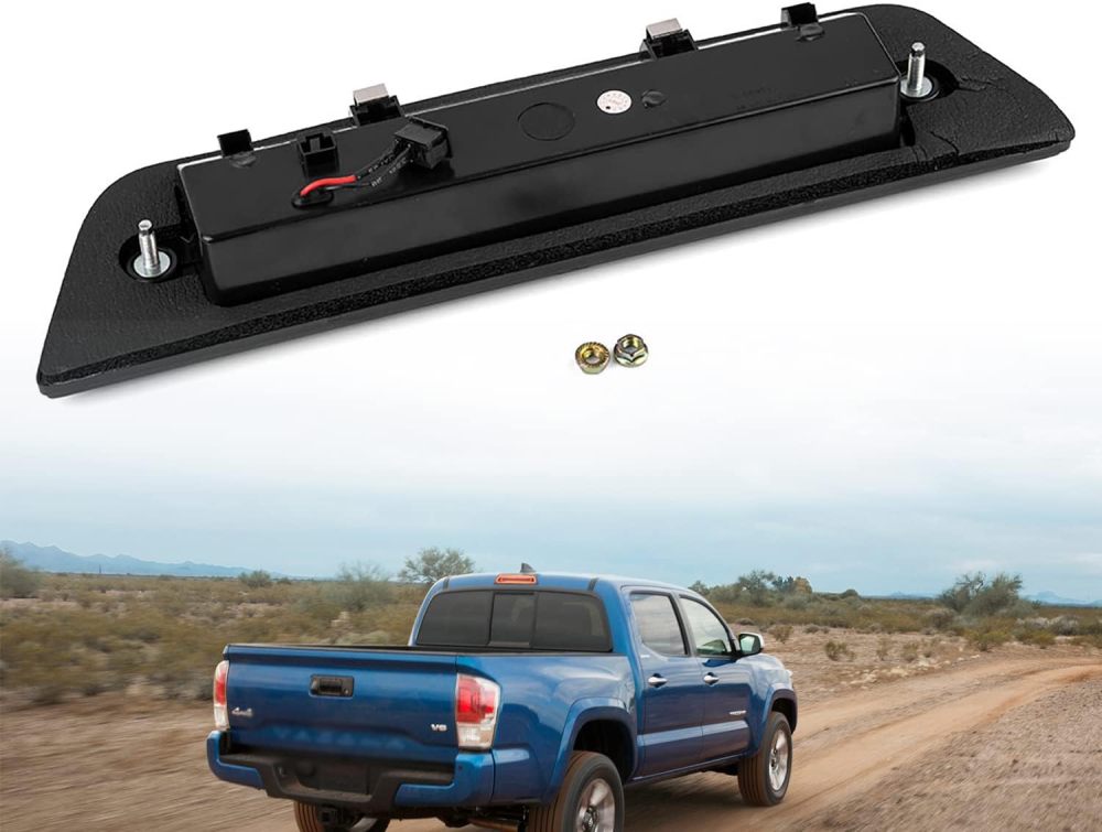 Led Third Brake Light Replacement for 2016 2017 2018 2019 2020 2021 2022 To-yota Tacoma SR SR5 TRD Pickup Trucks Strobe Led 3rd Brake Center High Mount Stop Lamp White Cargo Light Kit Smoked Lens