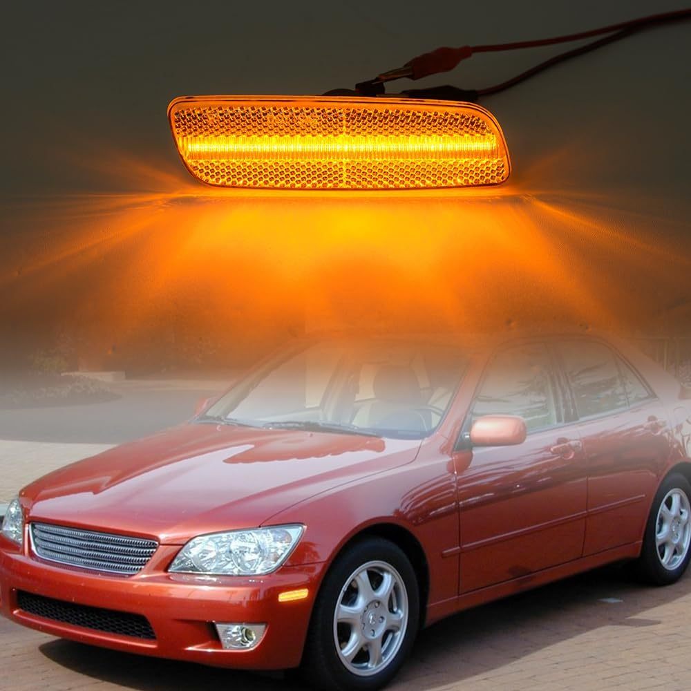 NSLUMO Led Side Marker Lights for Toyo'ta Prius Lex'us IS300 LS400 GS300 GS400 GS430 Scion xA Amber Led Front Bumper Side Turn Signal Light Kit Clear Lens Clearance Indicator lamp