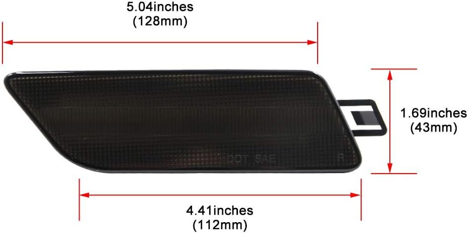 Led Side Marker Lights for 2014-2020 Porsche Macan Smoked Lens Amber LED Front Bumper Side Marker Assembly