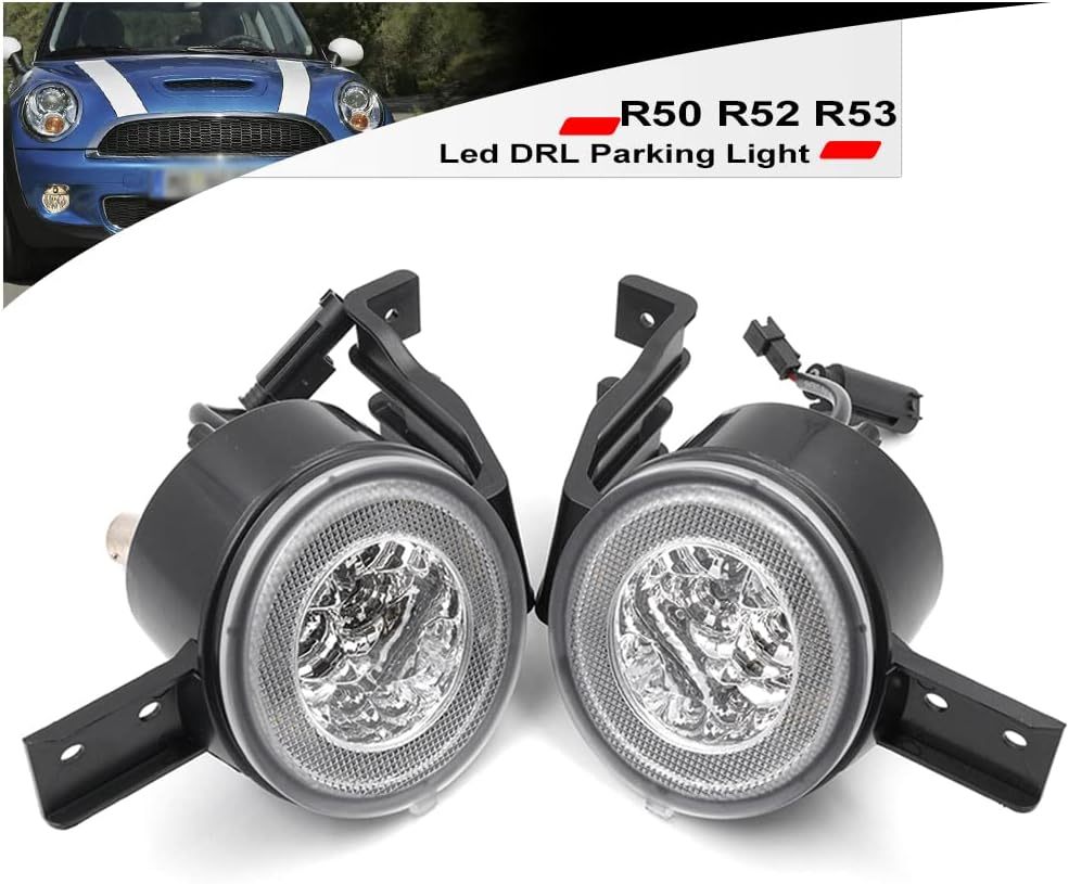 NSLUMO Led DRL Parking Light Turn Signal Assembly for 02-06 MINI Cooper R50 R53 Hardtop & 05-08 R52 Convertible White Halo Ring Daytime Running Lights Amber Turn Signal Lamps