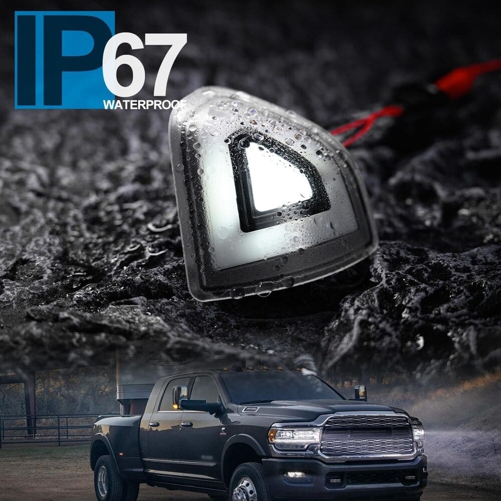 LED Side Mirror Turn Signal Lights Replacement for 2021-2023 Ram 1500 2019-2022 RAM 2500 3500 Pickup, Amber Towing Mirror Switchback White Parking Lamp Assembly Pair Smoked/Clear Lens 68460762AA 68460763AA