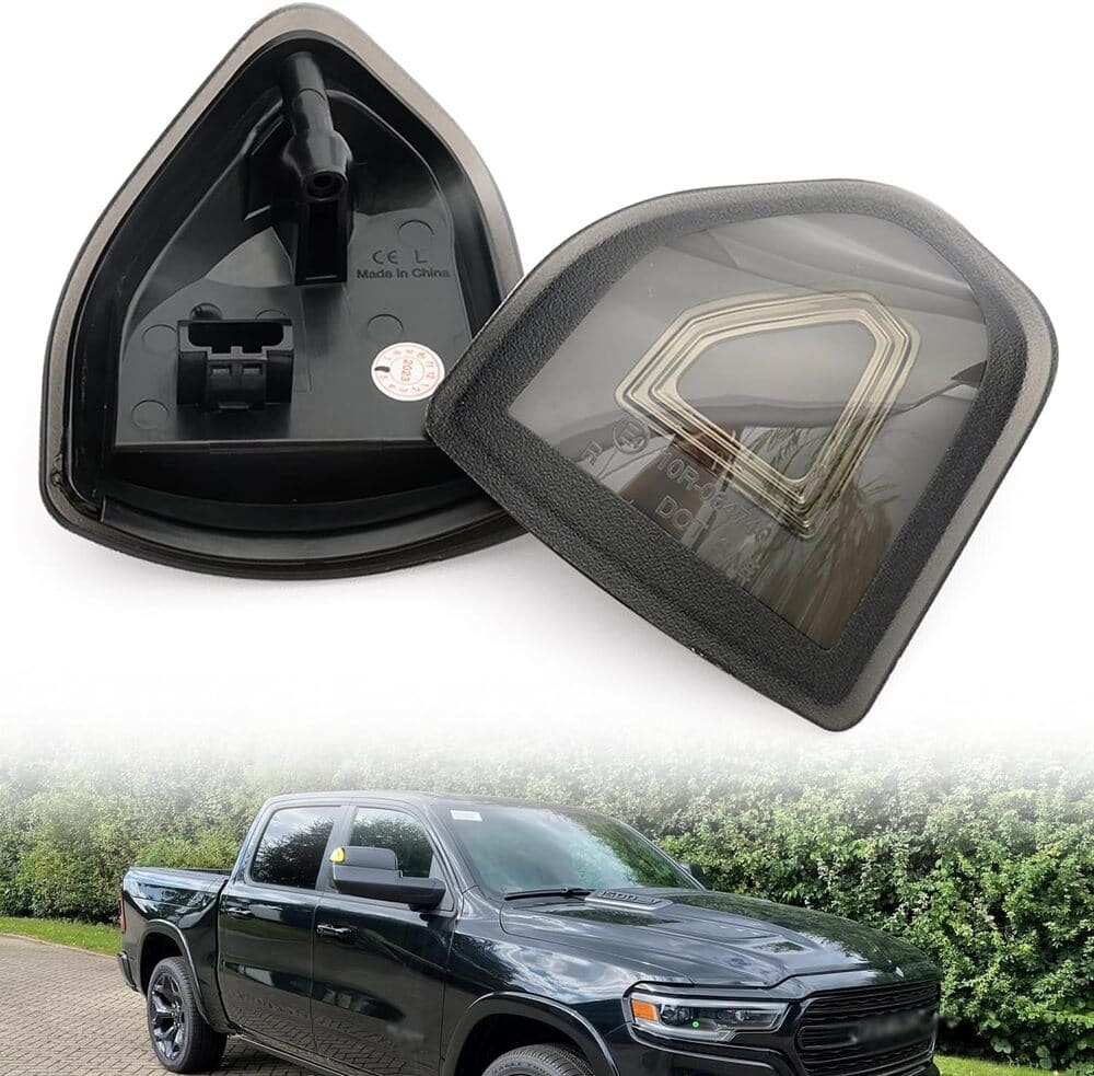 LED Side Mirror Turn Signal Lights Replacement for 2021-2023 Ram 1500 2019-2022 RAM 2500 3500 Pickup, Amber Towing Mirror Switchback White Parking Lamp Assembly Pair Smoked/Clear Lens 68460762AA 68460763AA