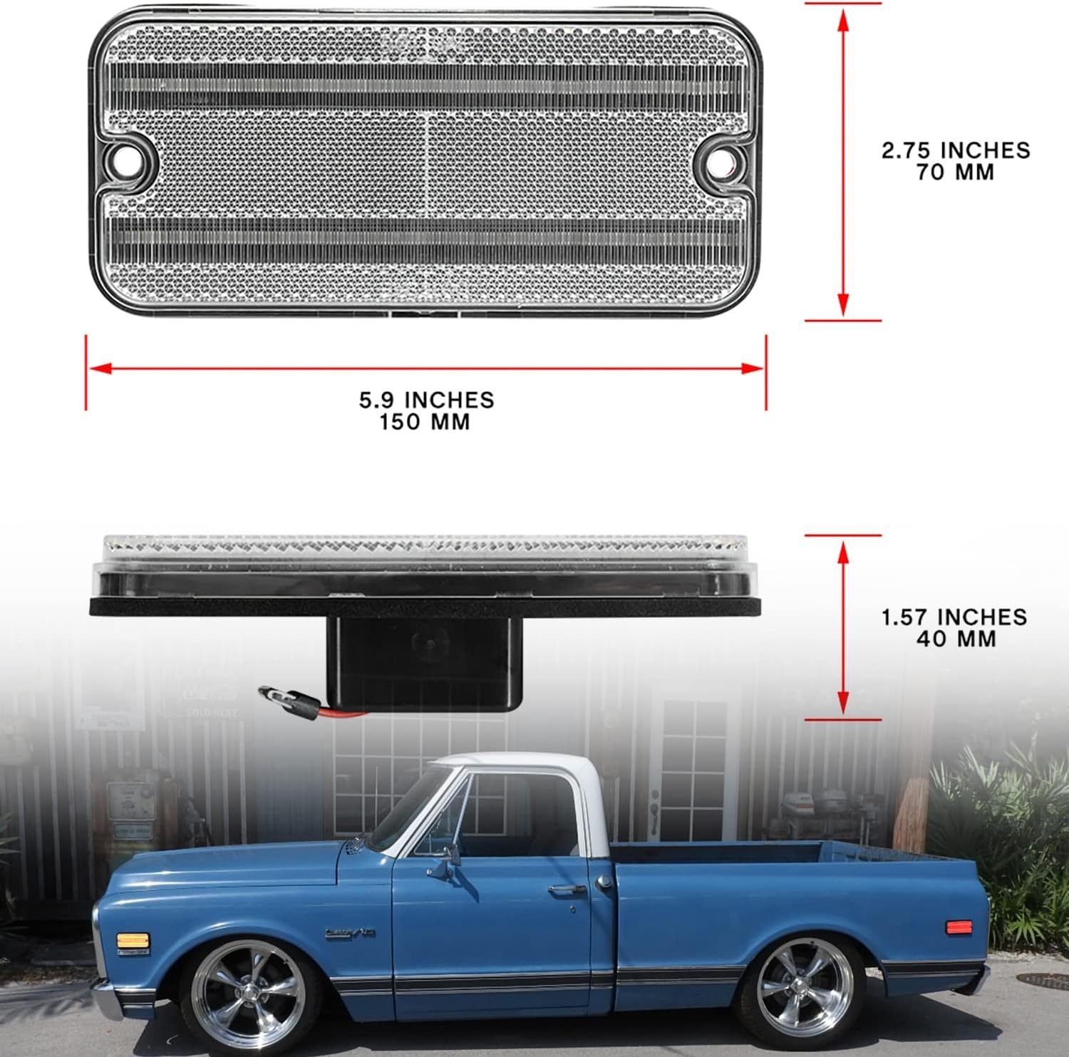 Led Side Marker Lights Replacement for 1968-1972 Chevy C/K Series Trucks 1968-1995 G Series G10 G20 Van Amber Front & Rear Red Side Signal Lamps Clear Lens OEM Fender Sidemarker Clearance Light Kit