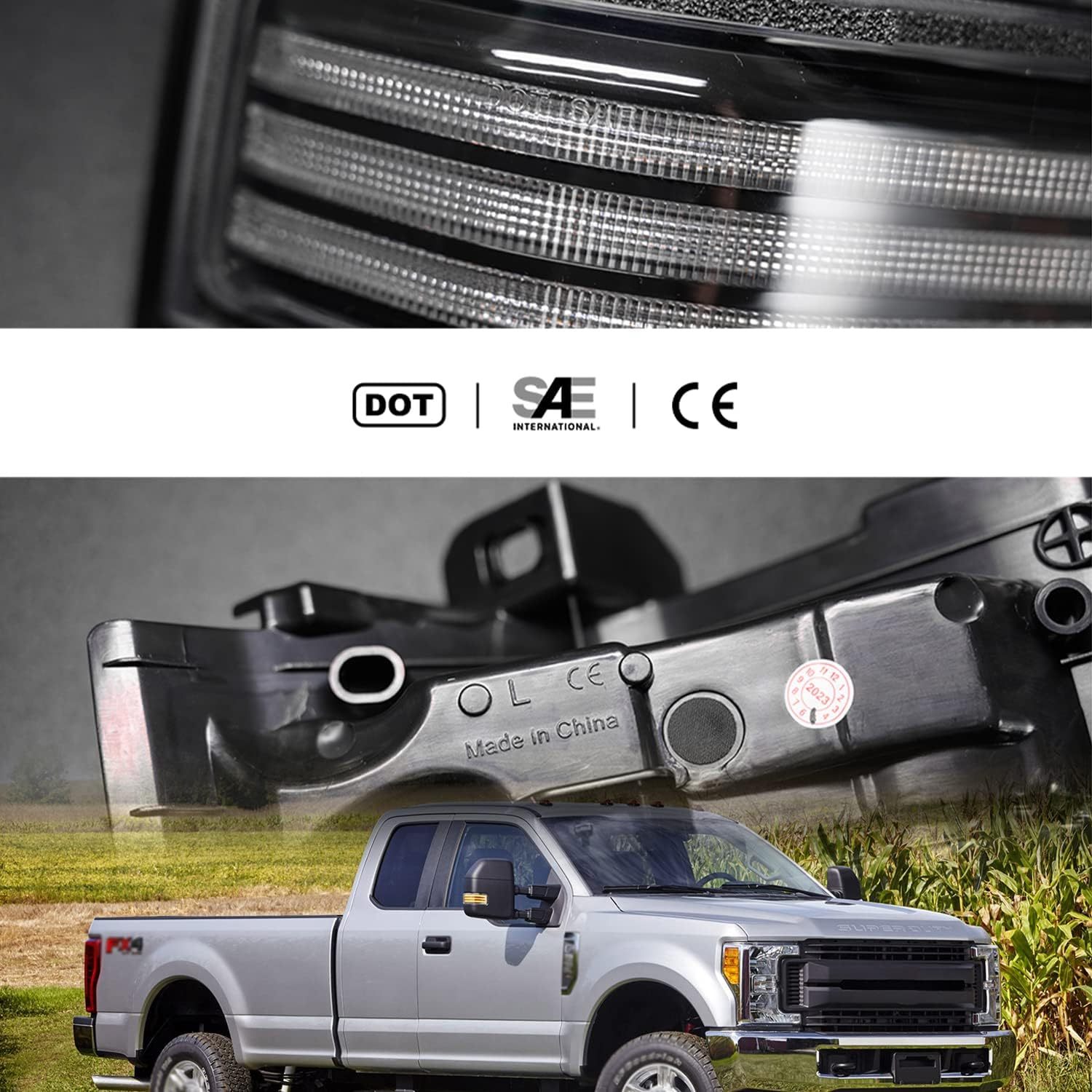 NSLUMO Sequential LED Side Mirror Marker Lights Compatible w/2015-2023 F150 F250 F350 F450 Pickup Towing Mirror Amber Turn Signal Indicator & White DRL Parking Lamp Assembly Clear Lens
