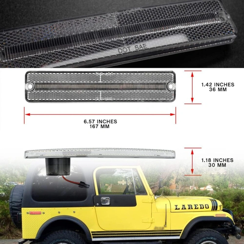 Led Side Marker Lights Replacement for 1972-1986 Jeep CJ5 CJ7, 1984-1991 Grand Wagoneer J10 J20 Pickup Amber Front Red Rear Fender Side Markers Turn Signals OEM Sidemarker Lamps Kit Smoked Lens