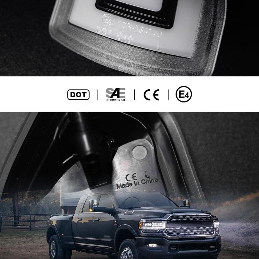 LED Side Mirror Turn Signal Lights Replacement for 2021-2023 Ram 1500 2019-2022 RAM 2500 3500 Pickup, Amber Towing Mirror Switchback White Parking Lamp Assembly Pair Smoked/Clear Lens 68460762AA 68460763AA
