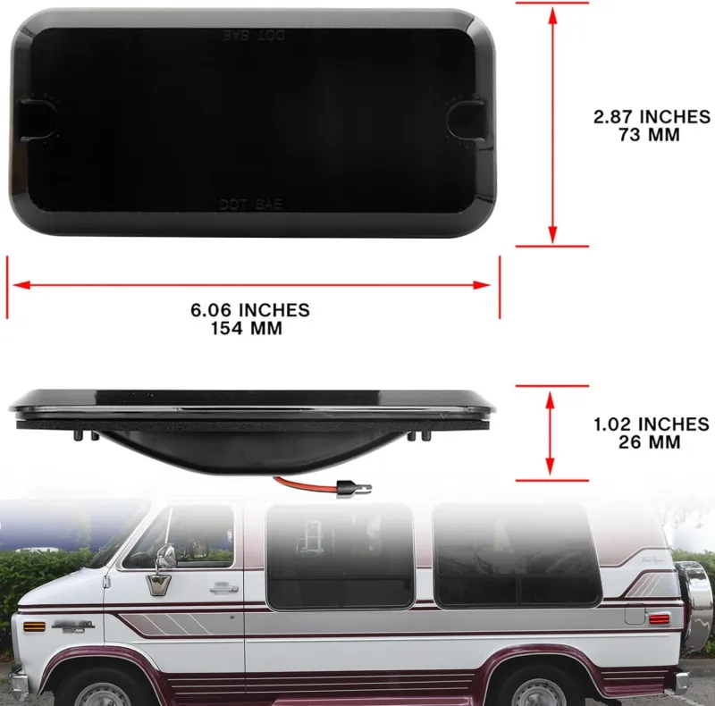 Led Side Marker Lights Replacement for 1968-1972 Chevy C/K Series Trucks 1968-1996 GMC G/P Series Vans Amber Front & Rear Red Side Signal Lamps Smoked Lens OEM Fender Sidemarker Clearance Light Kit