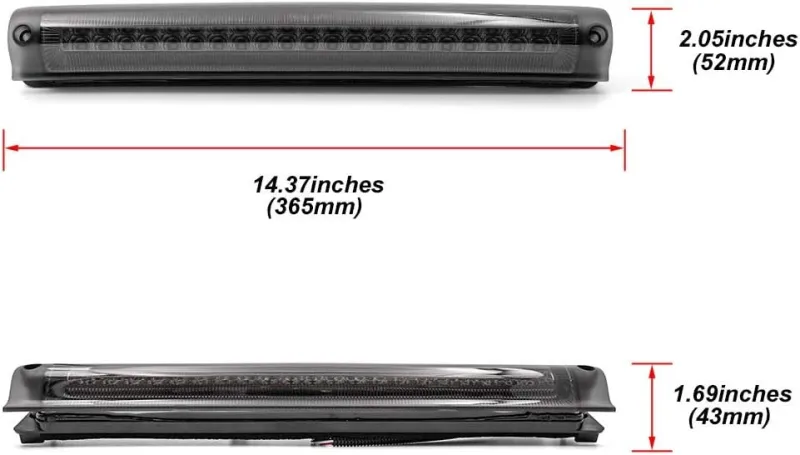 NSLUMO Led Third Brake Light Replacement for 1997-2003 F150 F250 2000-2005 F'ord Excursion Euro Smoked Lens Red LED Strobe 3rd Brake Center High Mount Stop Lamp White Cargo Light Kit OEM FO2890102