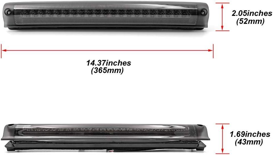 NSLUMO Led Third Brake Light Replacement for 1997-2003 F150 F250 2000-2005 F'ord Excursion Euro Smoked Lens Red LED Strobe 3rd Brake Center High Mount Stop Lamp White Cargo Light Kit OEM FO2890102