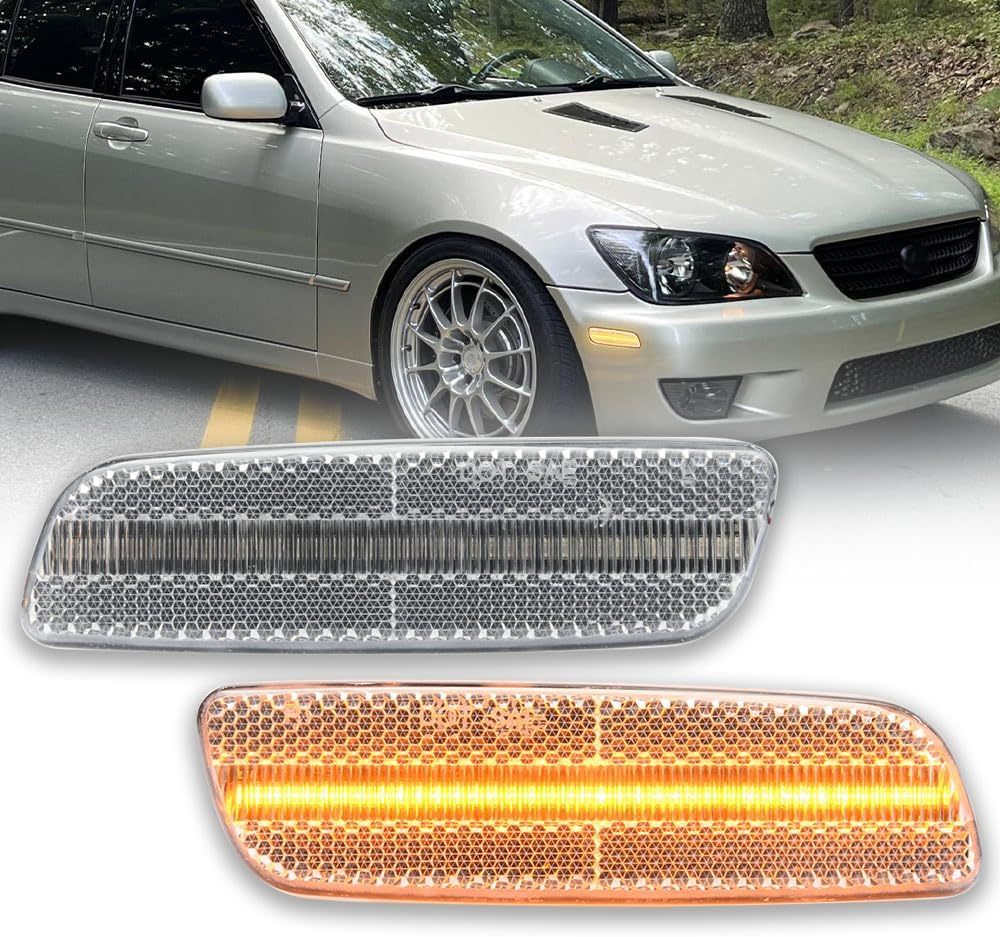 NSLUMO Led Side Marker Lights for Toyo'ta Prius Lex'us IS300 LS400 GS300 GS400 GS430 Scion xA Amber Led Front Bumper Side Turn Signal Light Kit Clear Lens Clearance Indicator lamp