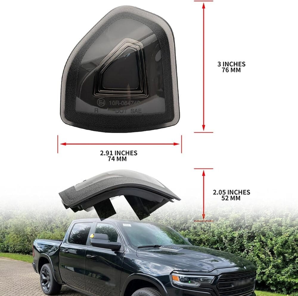 LED Side Mirror Turn Signal Lights Replacement for 2021-2023 Ram 1500 2019-2022 RAM 2500 3500 Pickup, Amber Towing Mirror Switchback White Parking Lamp Assembly Pair Smoked/Clear Lens 68460762AA 68460763AA