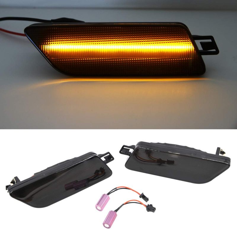 Led Side Marker Lights for 2014-2020 Porsche Macan Smoked Lens Amber LED Front Bumper Side Marker Assembly