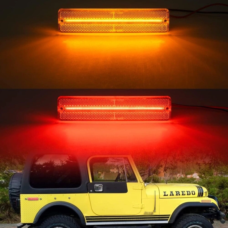 Led Side Marker Lights Replacement for 1972-1986 Jeep CJ5 CJ7, 1984-1991 Grand Wagoneer J10 J20 Pickup Amber Front Red Rear Fender Side Markers Turn Signals OEM Sidemarker Lamps Kit Smoked Lens
