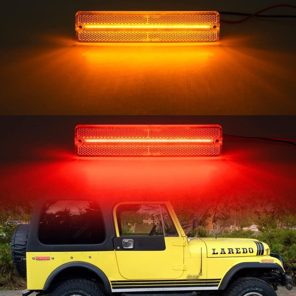 Led Side Marker Lights Replacement for 1972-1986 Jeep CJ5 CJ7, 1984-1991 Grand Wagoneer J10 J20 Pickup Amber Front Red Rear Fender Side Markers Turn Signals OEM Sidemarker Lamps Kit Smoked Lens