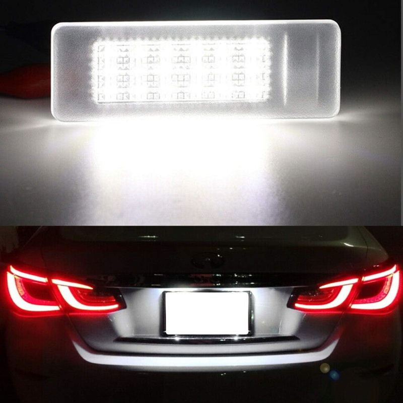 NSLUMO Q60 Q50 LED License Plate Light Bulbs OEM Replacement Number Plate Bulb for Infiniti Q50 Q60 QX30 QX50 Xenon White 18SMD Car Led Tail Tag Lamp Assembly