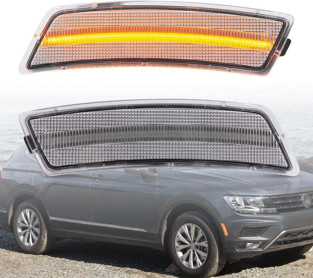 Amber Front Bumper Led Side Marker Lights Compatible with 12-19 VW Beetle 18-up VW Ti-guan, Smoked Lens Replace OEM Sidemarker Lamps