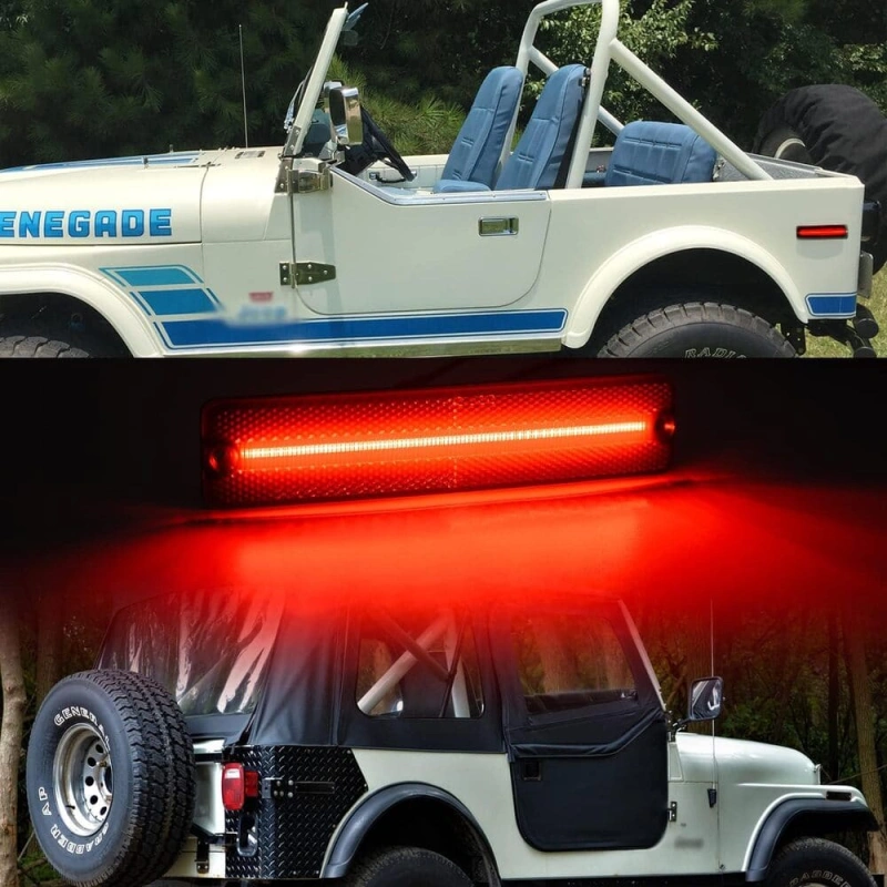Led Side Marker Lights Replacement for 1972-1986 Jeep CJ5 CJ7, 1984-1991 Grand Wagoneer J10 J20 Pickup Amber Front Red Rear Fender Side Markers Turn Signals OEM Sidemarker Lamps Kit Smoked Lens