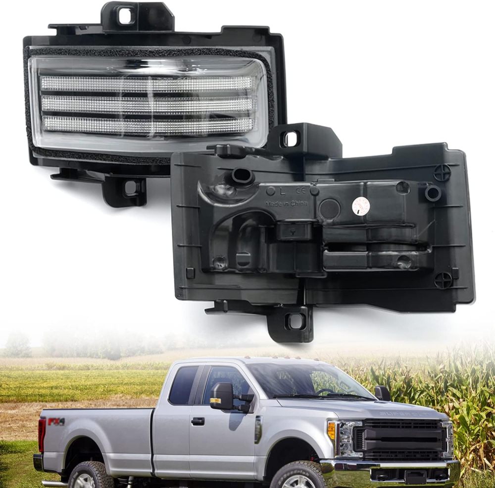 NSLUMO Sequential LED Side Mirror Marker Lights Compatible w/2015-2023 F150 F250 F350 F450 Pickup Towing Mirror Amber Turn Signal Indicator & White DRL Parking Lamp Assembly Clear Lens