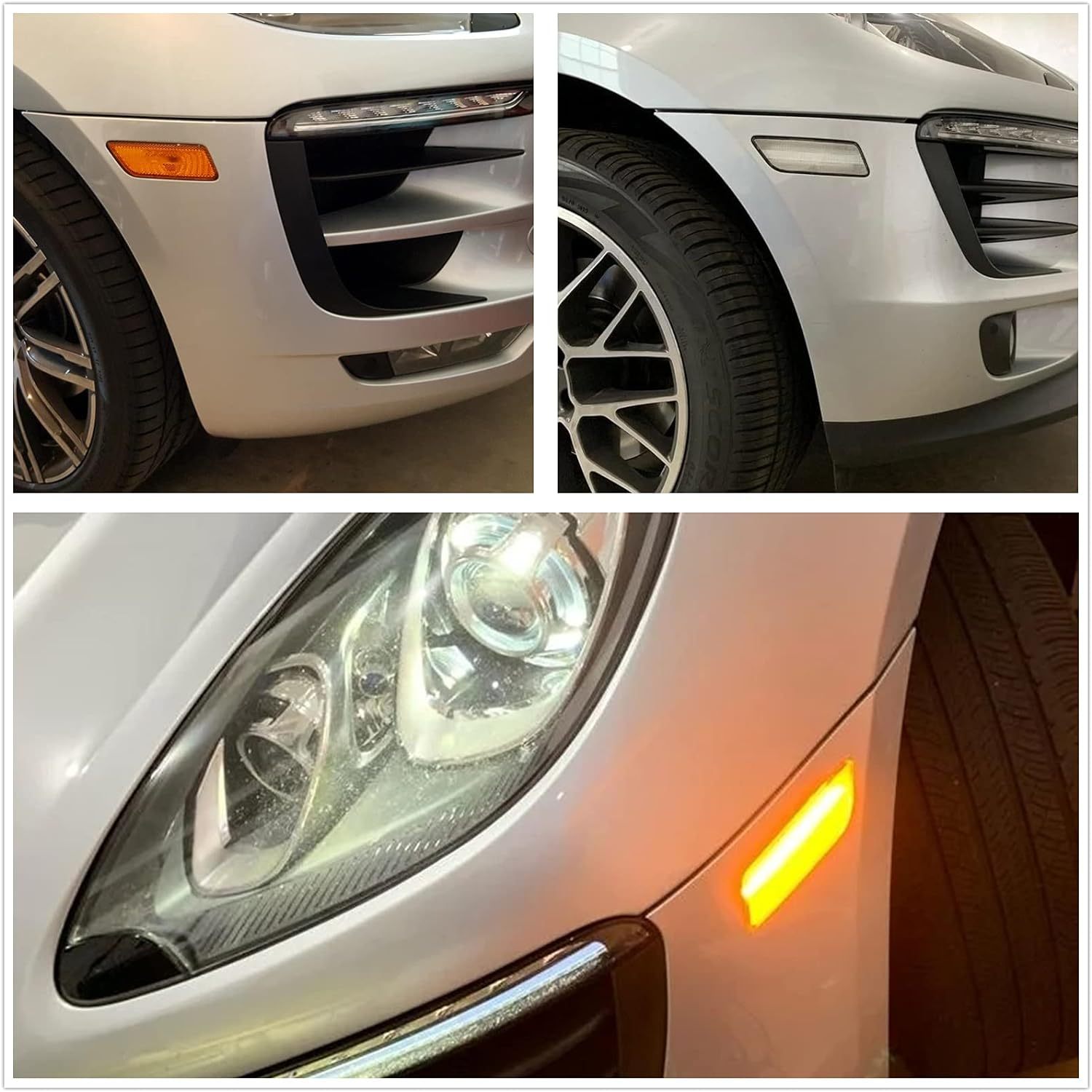 Led Side Marker Lights for 2014-2020 Porsche Macan Smoked Lens Amber LED Front Bumper Side Marker Assembly