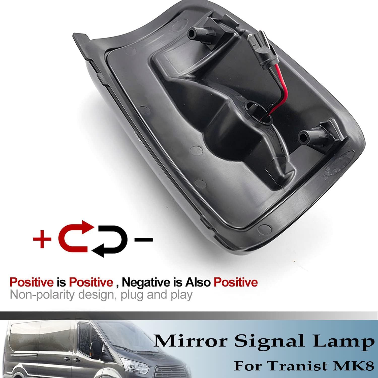 NSLUMO Amber LED Side Mirror Marker Lights Compatible w/ 2015-2021 F-ord Transit 150 250 350 Smoked Lens Side Mirror Blinker Turn Signal Indicator Lamp Assembly