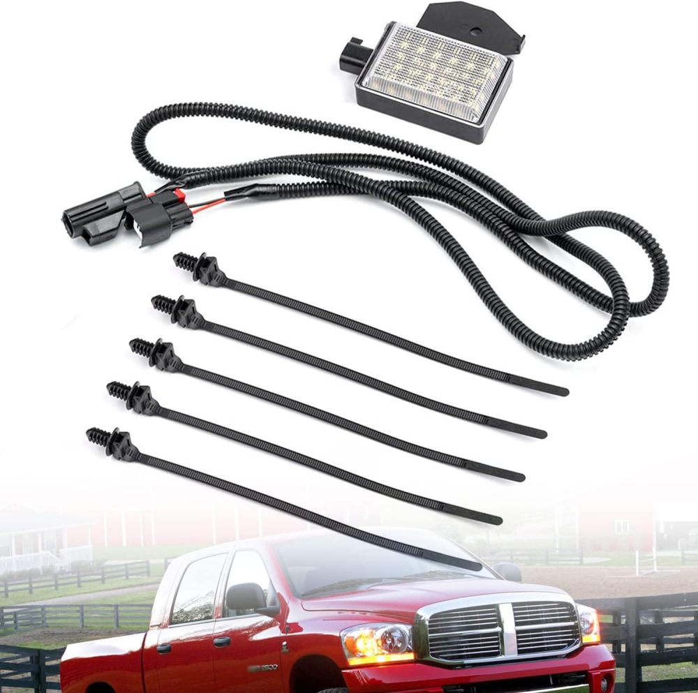 NSLUMO LED Under Hood Light & Harness Assembly Compatible w/ 2009-2018 Dodge Ram 1500 2500 3500 Pickup Truck, 6000K 30-SMD White Led Hood Engine Compartment Lamp Kit OEM ‎68395126AA