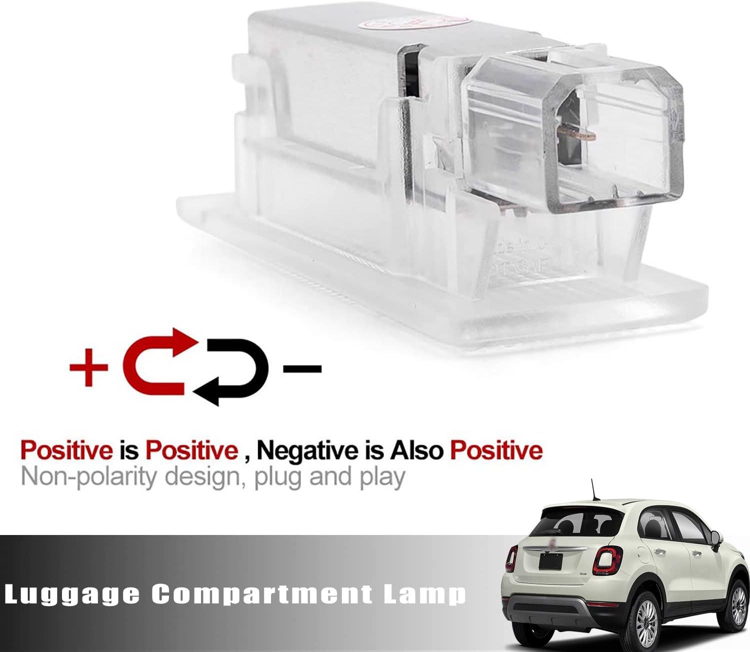 NSLUMO Led Luggage Compartment Light Replacement for 14-19 Fiat 500 16-21 Fiat 500x, 6000K 18-SMD White Trunk Interior Courtesy Lamp Bulb OEM Fit Room Cargo Light