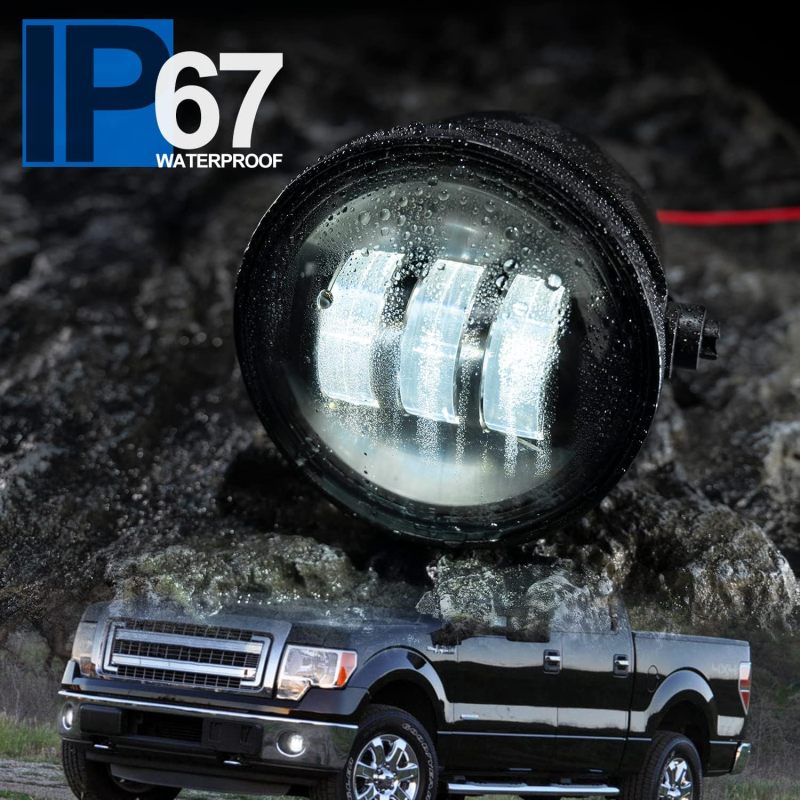 NSLUMO Led Fog Light Assembly Replacement for F150 2006 2007 2008 2009 2010 2011 2012 2013 2014 Pickup 4-1/2 Inch Led Bumper Fog Driving Lamps Xenon White OEM-fit Front Fog Lights Kit