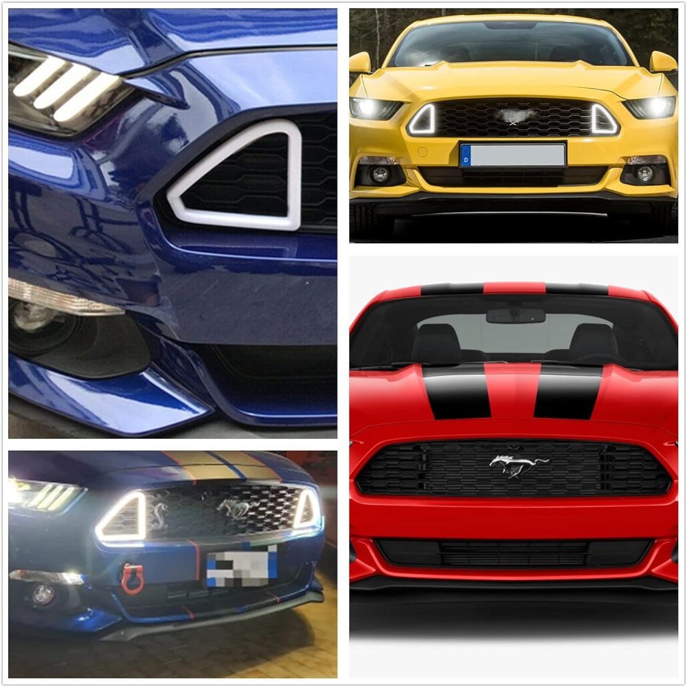 NSLUMO Front Grille DRL Led Running Lights for 2015 2016 2017 Mustang White LED Front Grille Mount Accent Daytime Lights Assembly Direct Fit for OEM Grill FR3Z8200AA