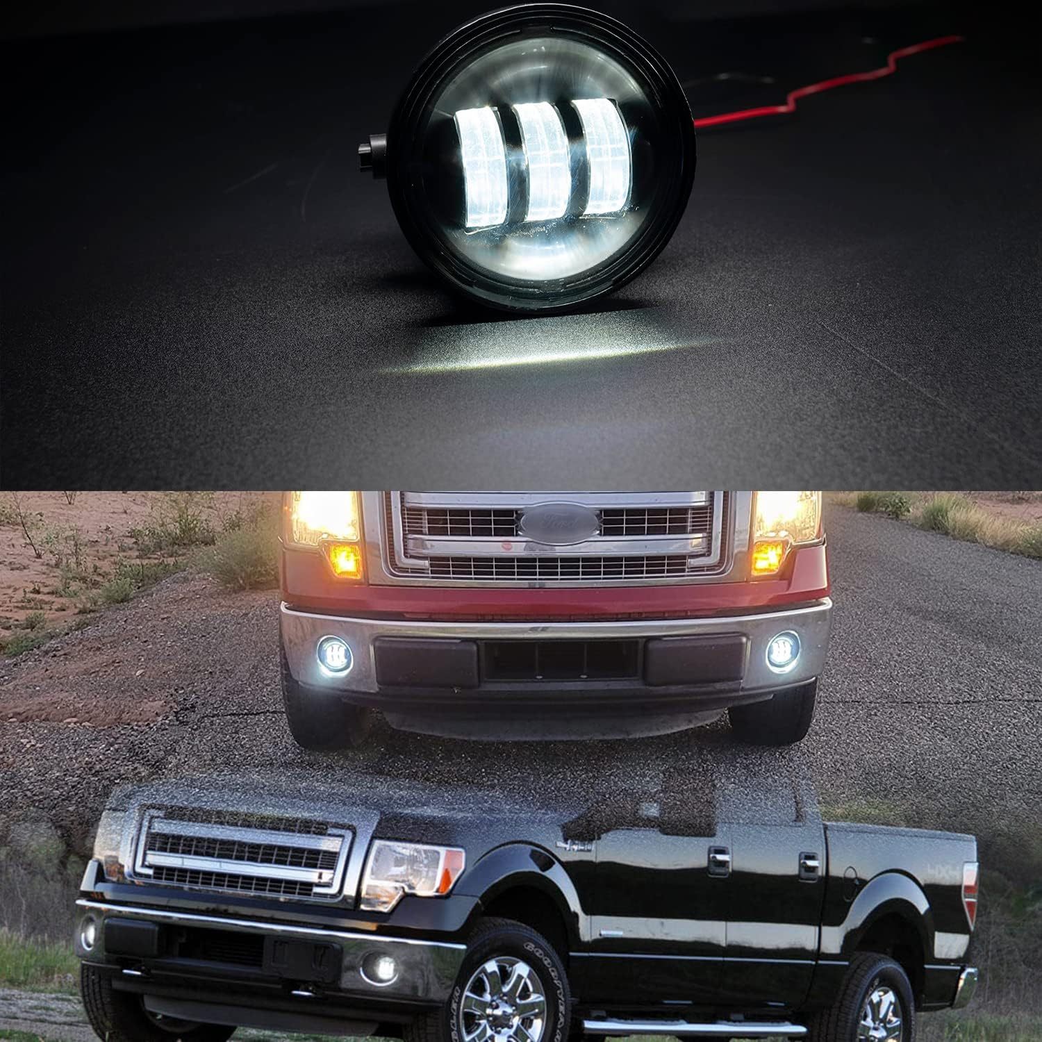 NSLUMO Led Fog Light Assembly Replacement for F150 2006 2007 2008 2009 2010 2011 2012 2013 2014 Pickup 4-1/2 Inch Led Bumper Fog Driving Lamps Xenon White OEM-fit Front Fog Lights Kit
