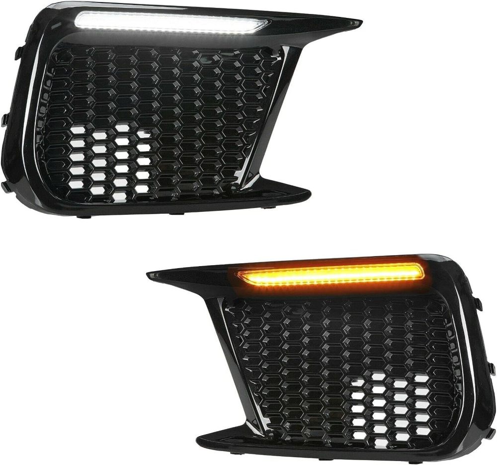 NSLUMO Amber Sequential Turn Signals Switchback White LED DRL Fog Bezels Compatible with 2018-2021 Su'baru WRX STI