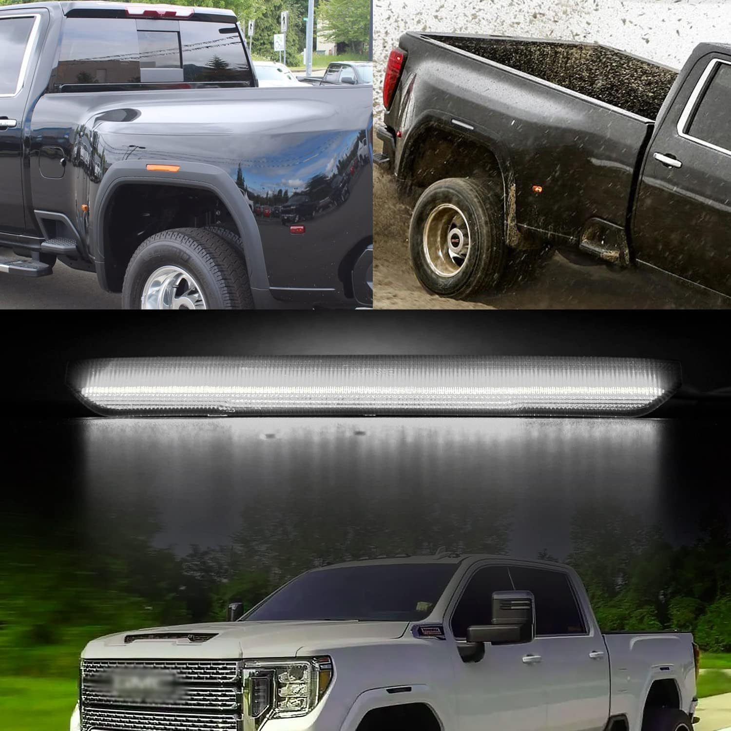 NSLUMO Led Side Marker Lights Replacement for 2020 2021 2022 GMC Sierra 2500HD 3500HD Pickup White Front Rear Side Markers Left Right Fender OEM Fit Sidemarker Lamps Kit Euro Smoked Lens